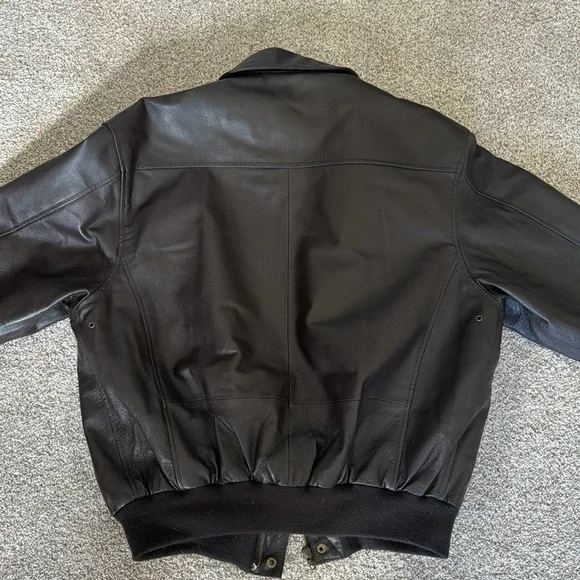 Genuine Leather Aviator Bomber Jacket - Picture 9 of 11